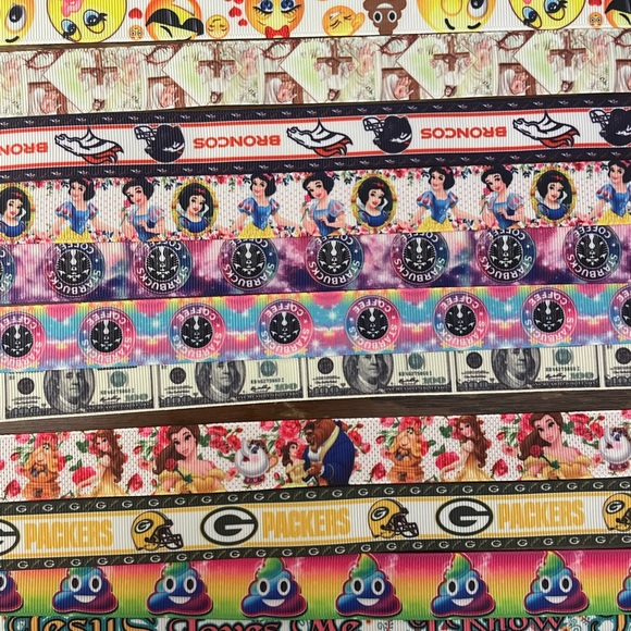 2/$25 bundle random print gross grain ribbons plus 5 yard cotton twill tape - Picture 5 of 9
